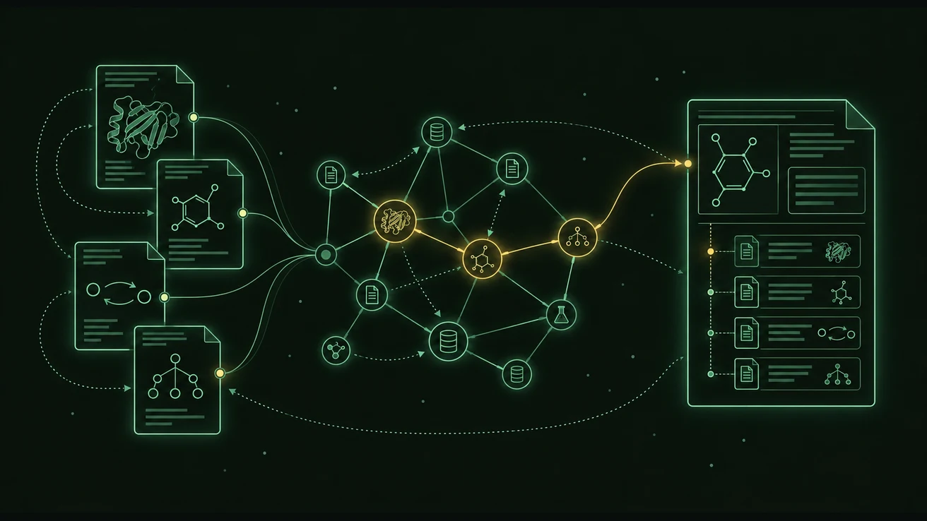 Illustration of different information sources connected through traceable records.