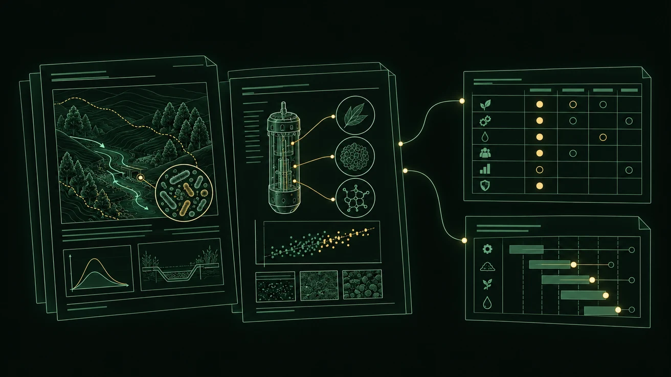 Illustration of a technical proposal reviewed against a set of criteria.